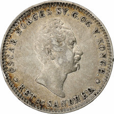 Norway, Oscar I, 12 Skilling, 1850, Silver, AU(55-58)