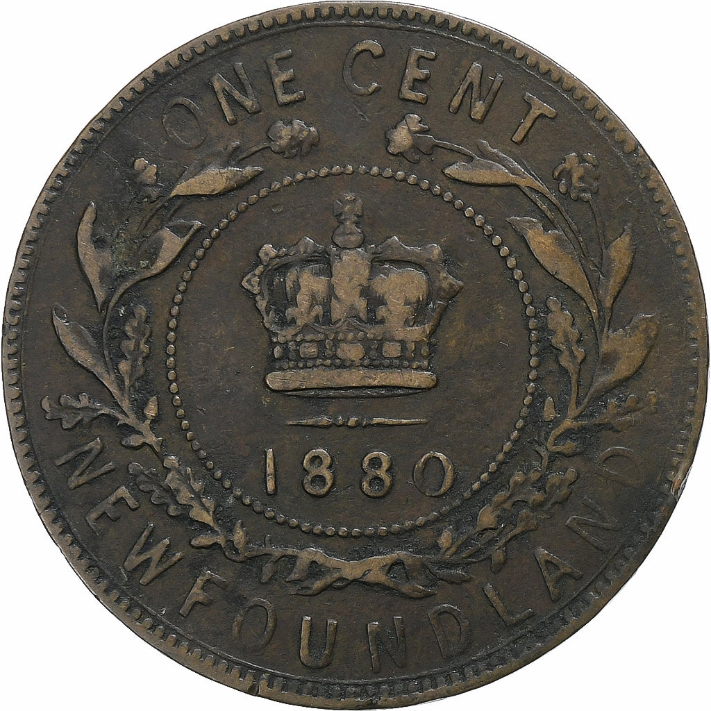 NEWFOUNDLAND, Victoria, Cent, 1880, London, Bronze, S