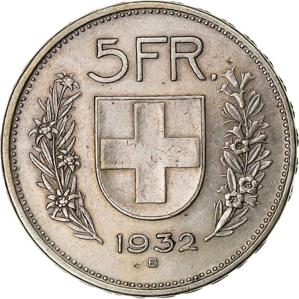 Switzerland, 5 Francs, Herdsman, 1932, Bern, Silver, VF(30-35)
