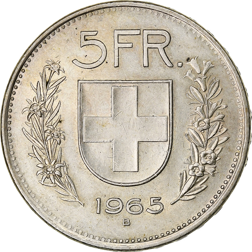 Switzerland, 5 Francs, Herdsman, 1965, Bern, Silver, AU(50-53)