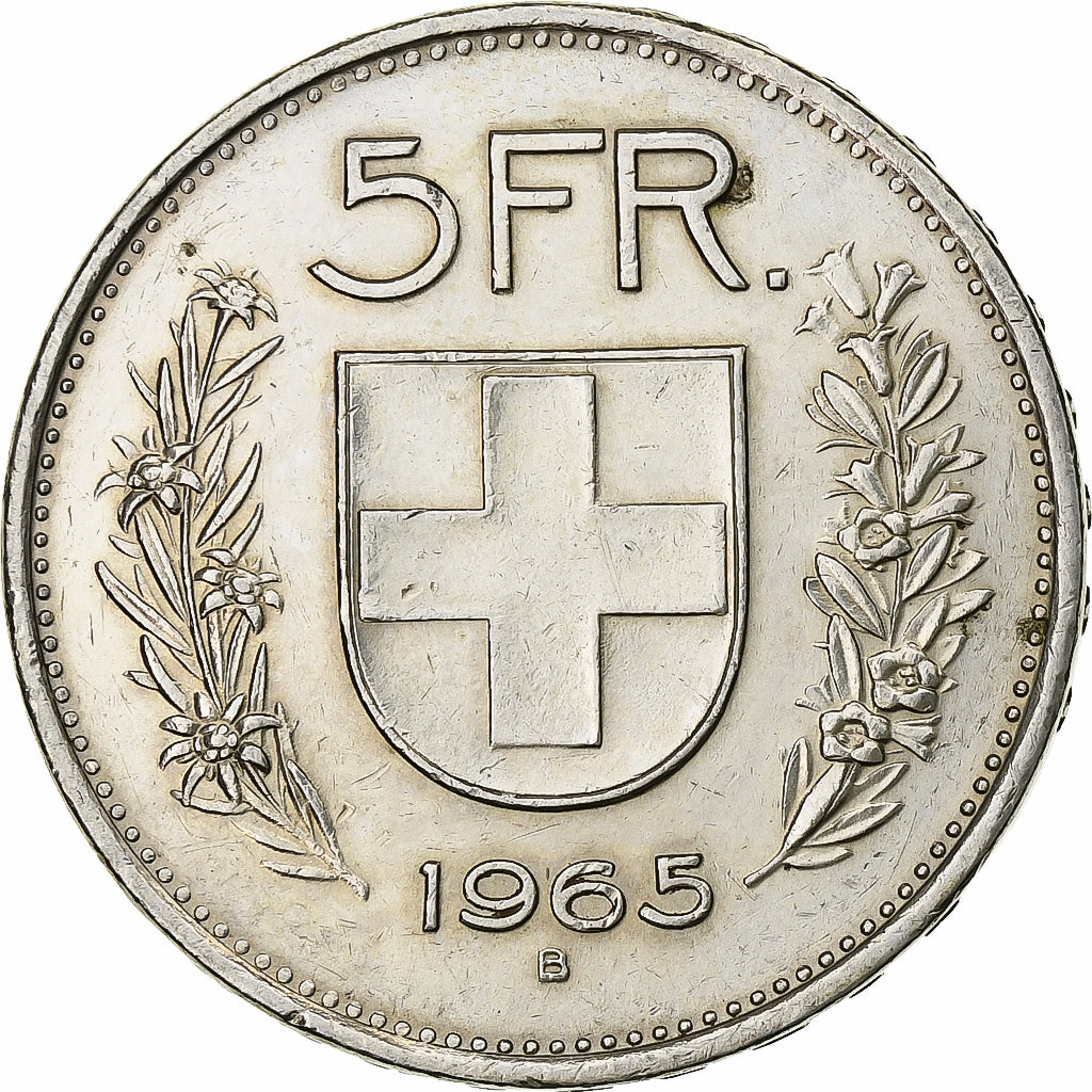 Schweiz, 5 Francs, Herdsman, 1965, Bern, Silber, SS+