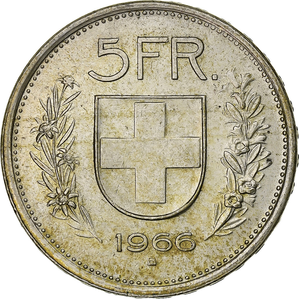 Switzerland, 5 Francs, Herdsman, 1966, Bern, Silver, AU(50-53)