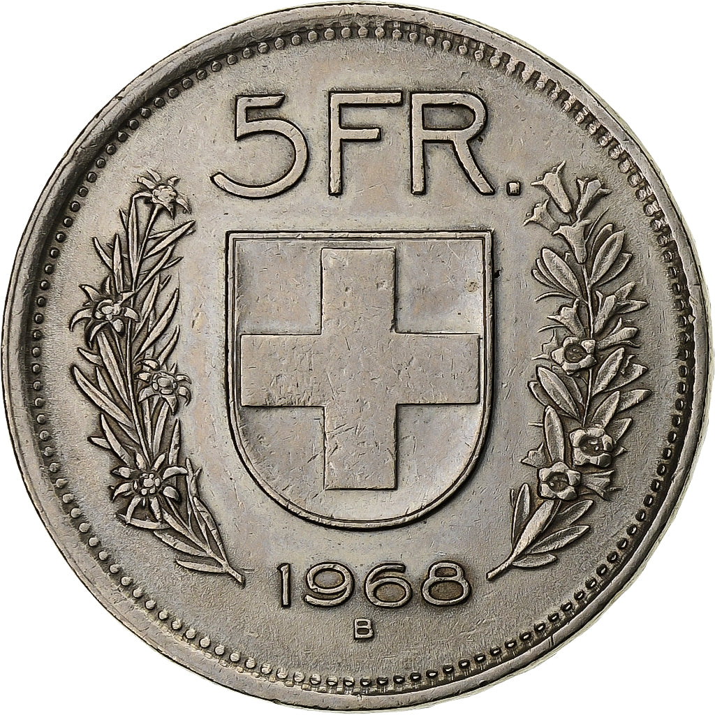 Switzerland, 5 Francs, Herdsman, 1968, Bern, Silver, AU(50-53)