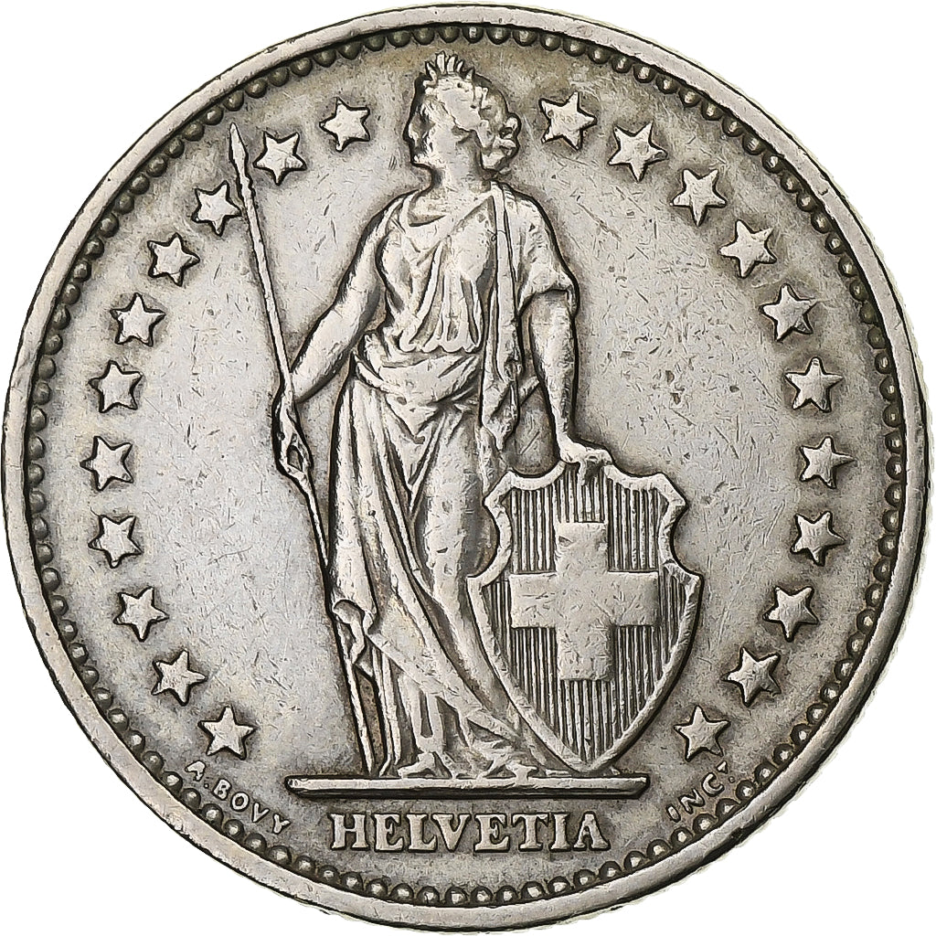 Suiza, 2 Francs, Helvetia, 1968, Bern, Cobre - níquel, EBC