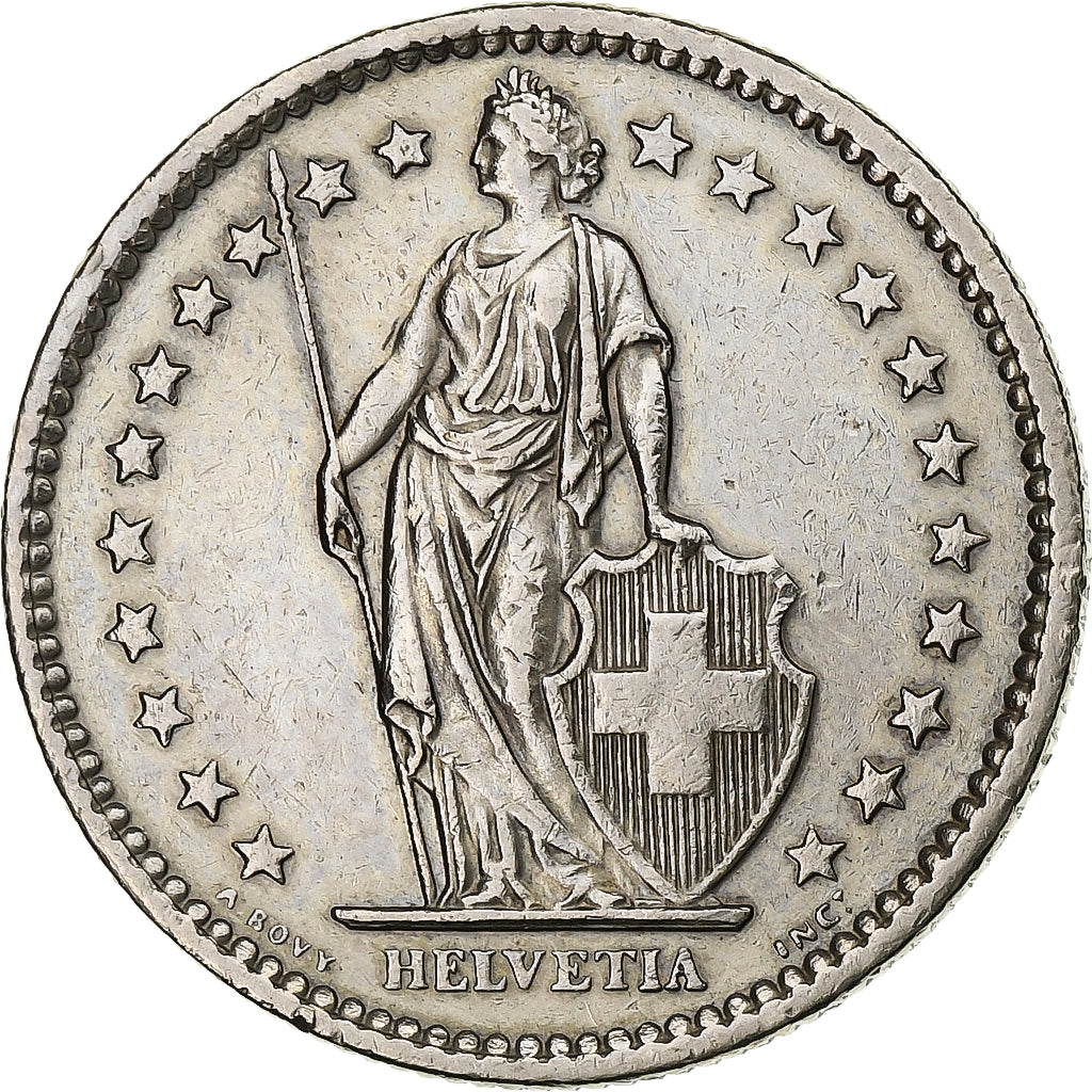 Suiza, 2 Francs, Helvetia, 1980, Bern, Cuproníquel, EBC