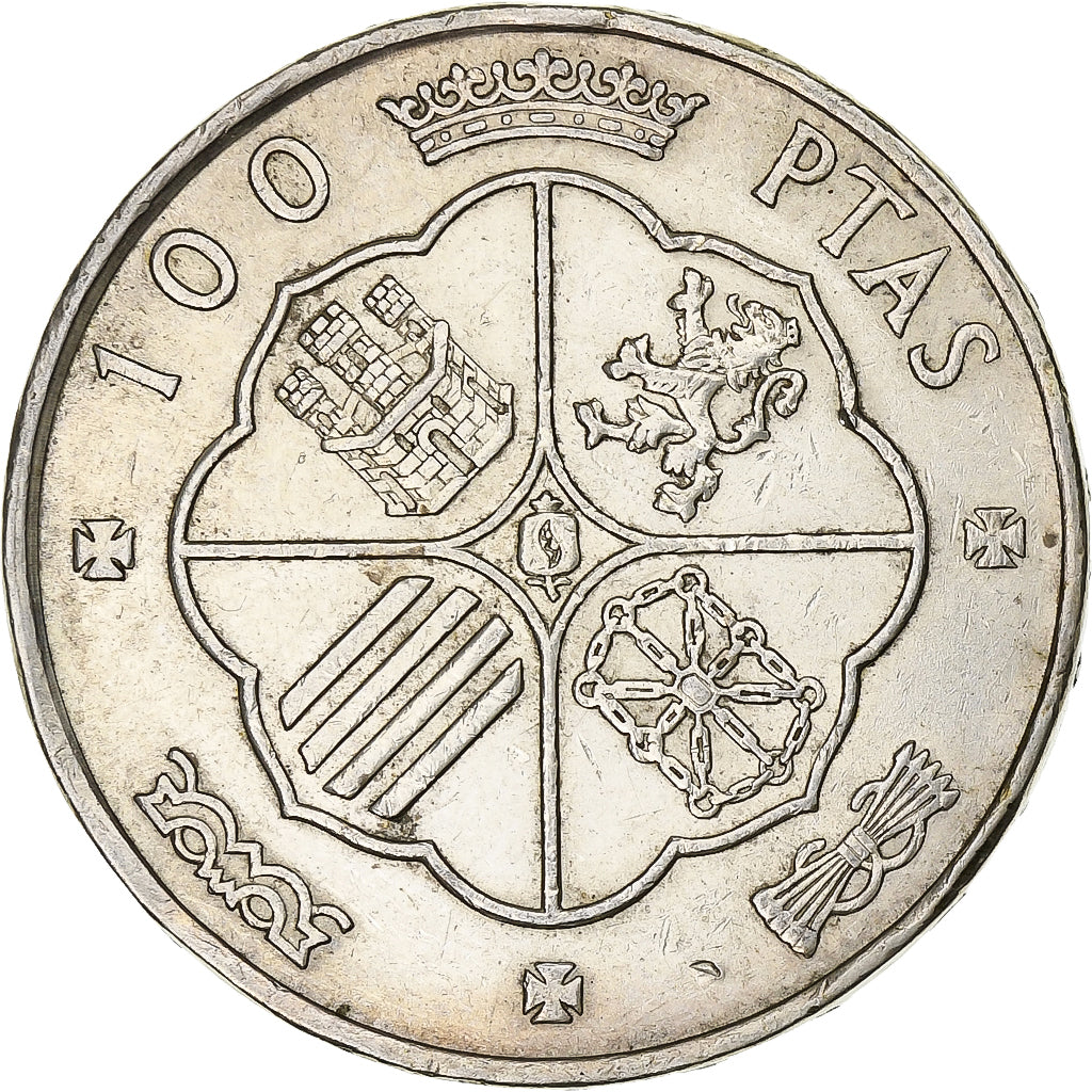 Spain, Francisco Franco, 100 Pesetas, 1967, Madrid, Silver, EF(40-45)