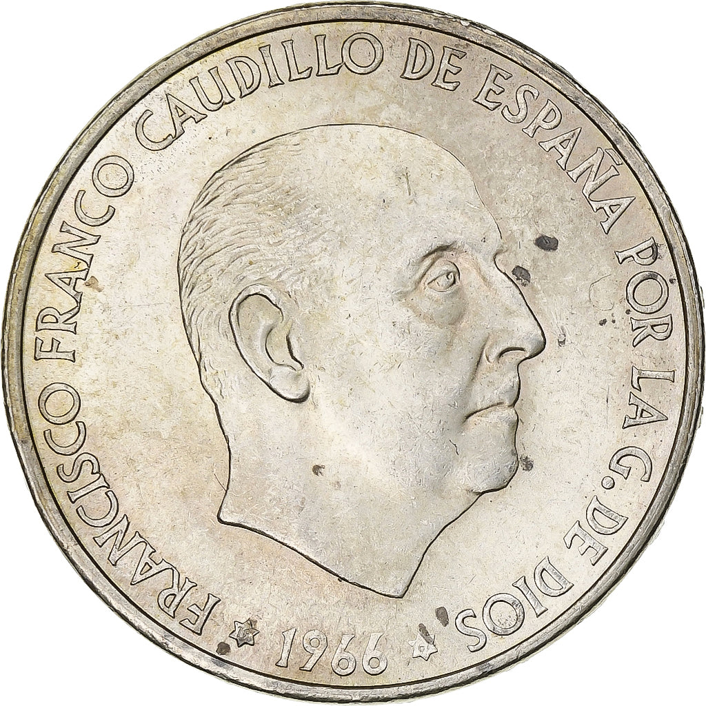 Spain, Francisco Franco, 100 Pesetas, 1967, Madrid, Silver, AU(50-53)