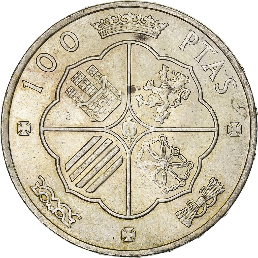 Spain, Francisco Franco, 100 Pesetas, 1967, Madrid, Silver, AU(50-53)
