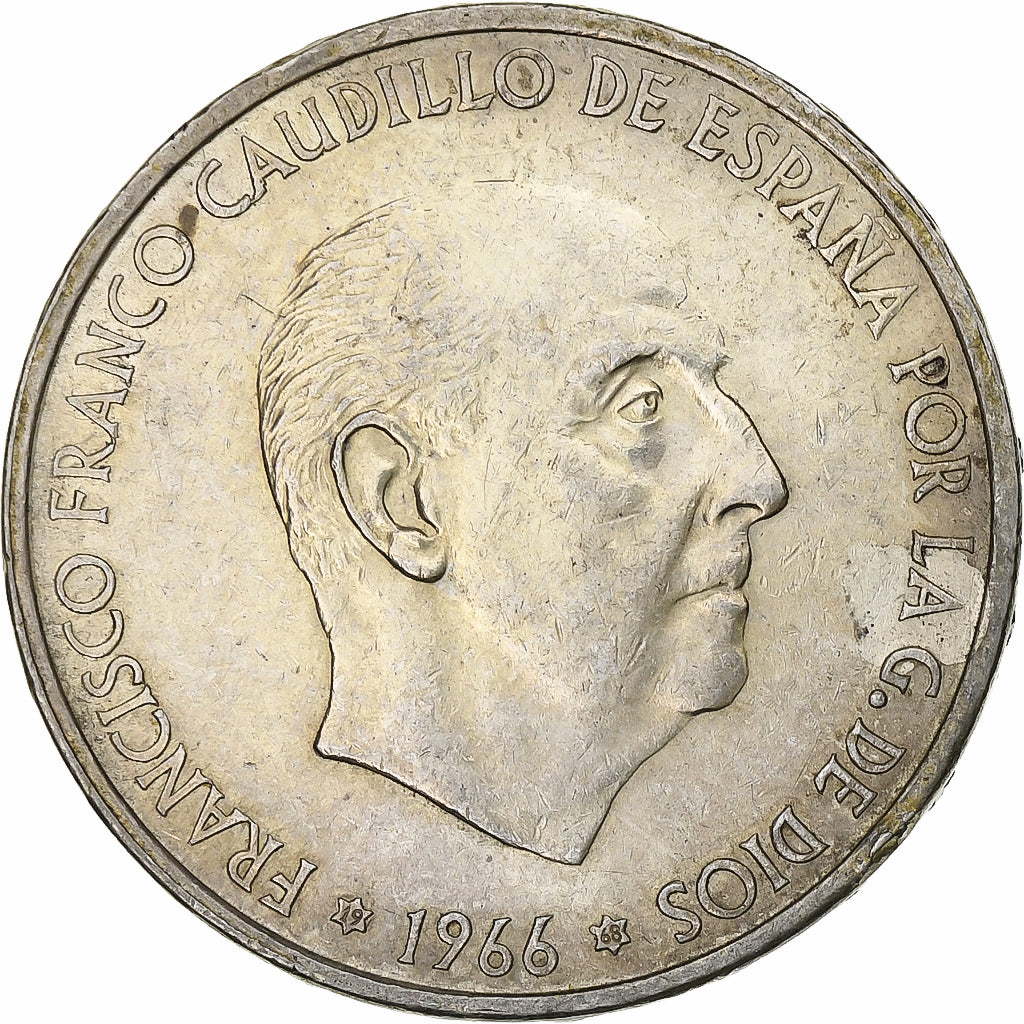 Spain, Francisco Franco, 100 Pesetas, 1968, Madrid, Silver, AU(50-53)