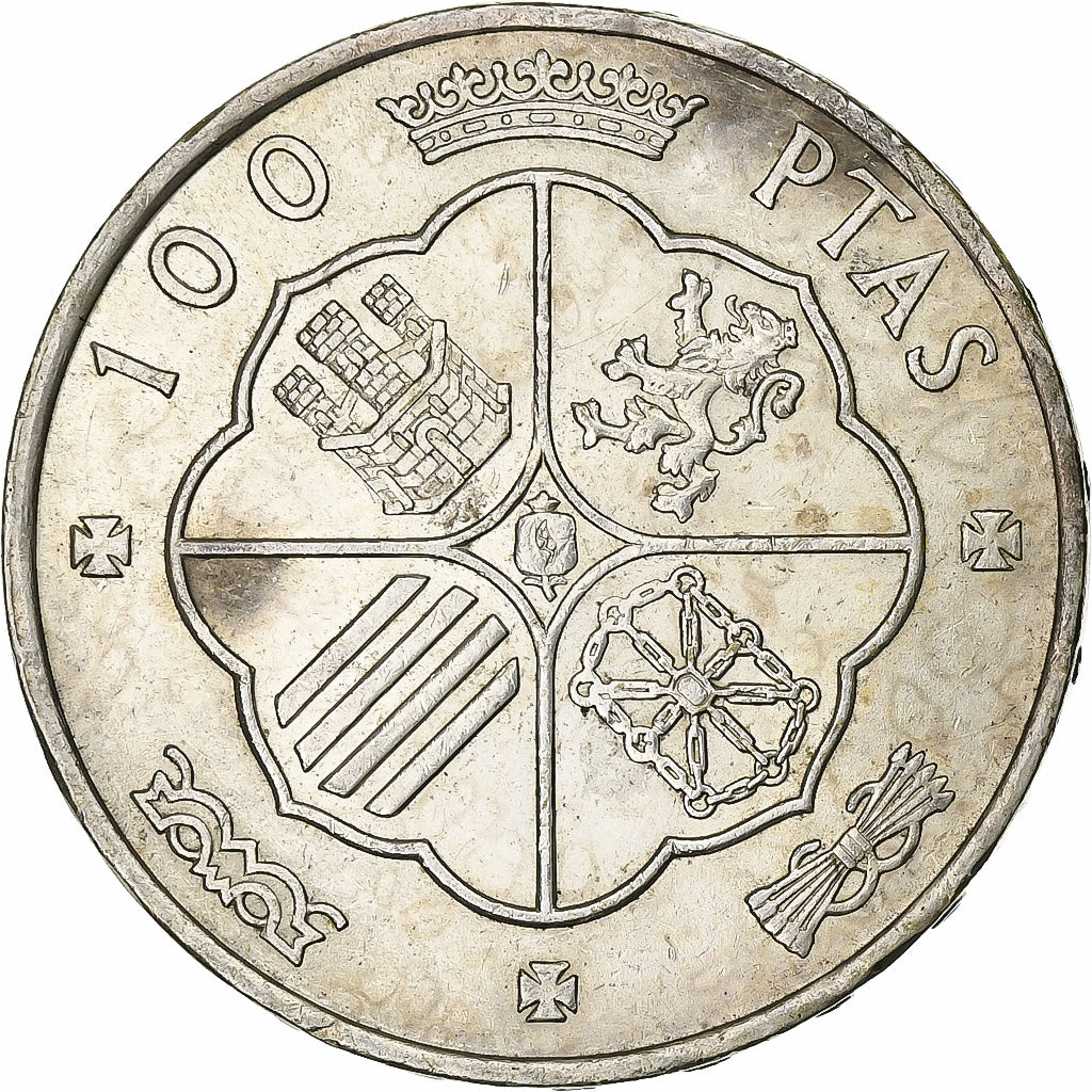 Spain, Francisco Franco, 100 Pesetas, 1968, Madrid, Silver, AU(50-53)
