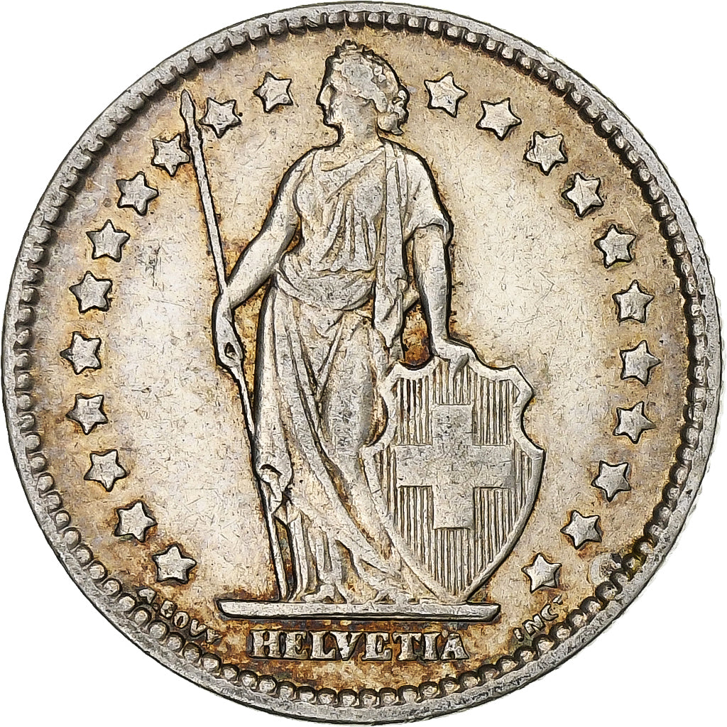 Szwajcaria, Franc, Helvetia, 1908, Bern, Srebro, AU(50-53)