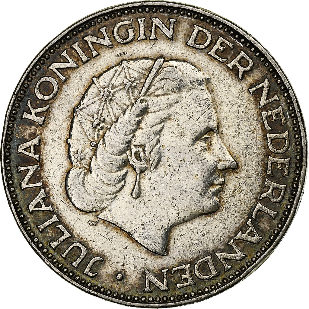Netherlands, Juliana, 2-1/2 Gulden, 1964, Utrecht, Silver, EF(40-45)