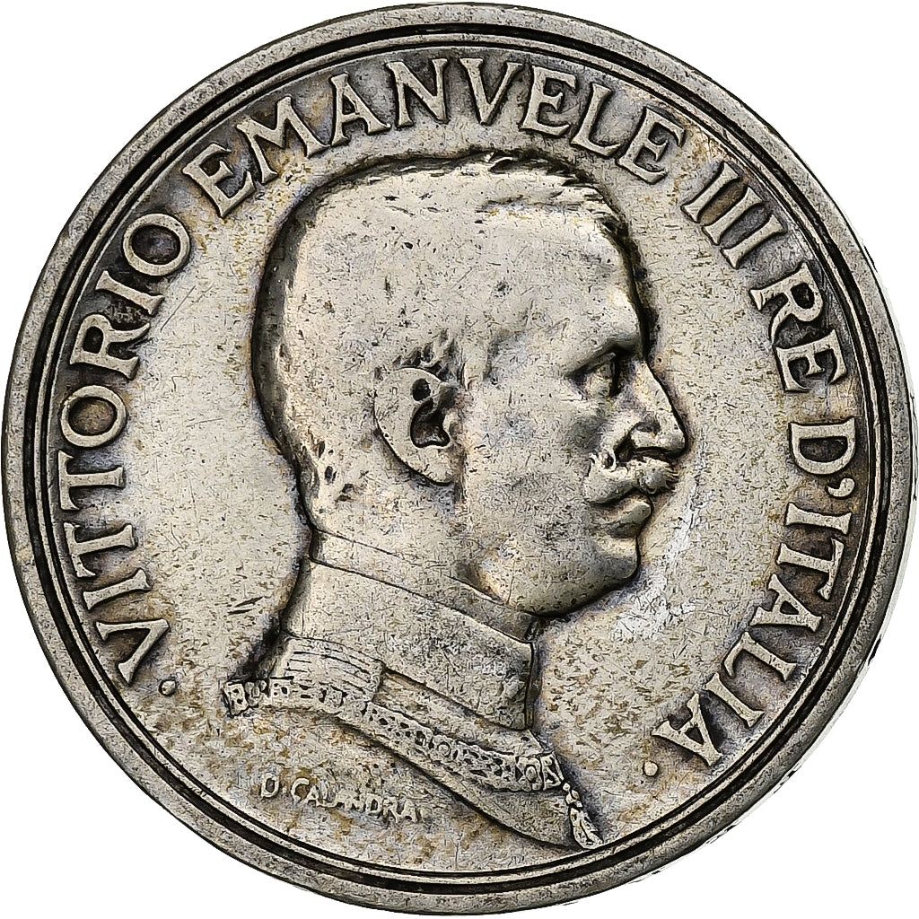 Italia, Vittorio Emanuele III, 2 Lire, 1916, Rome, Argento, MB