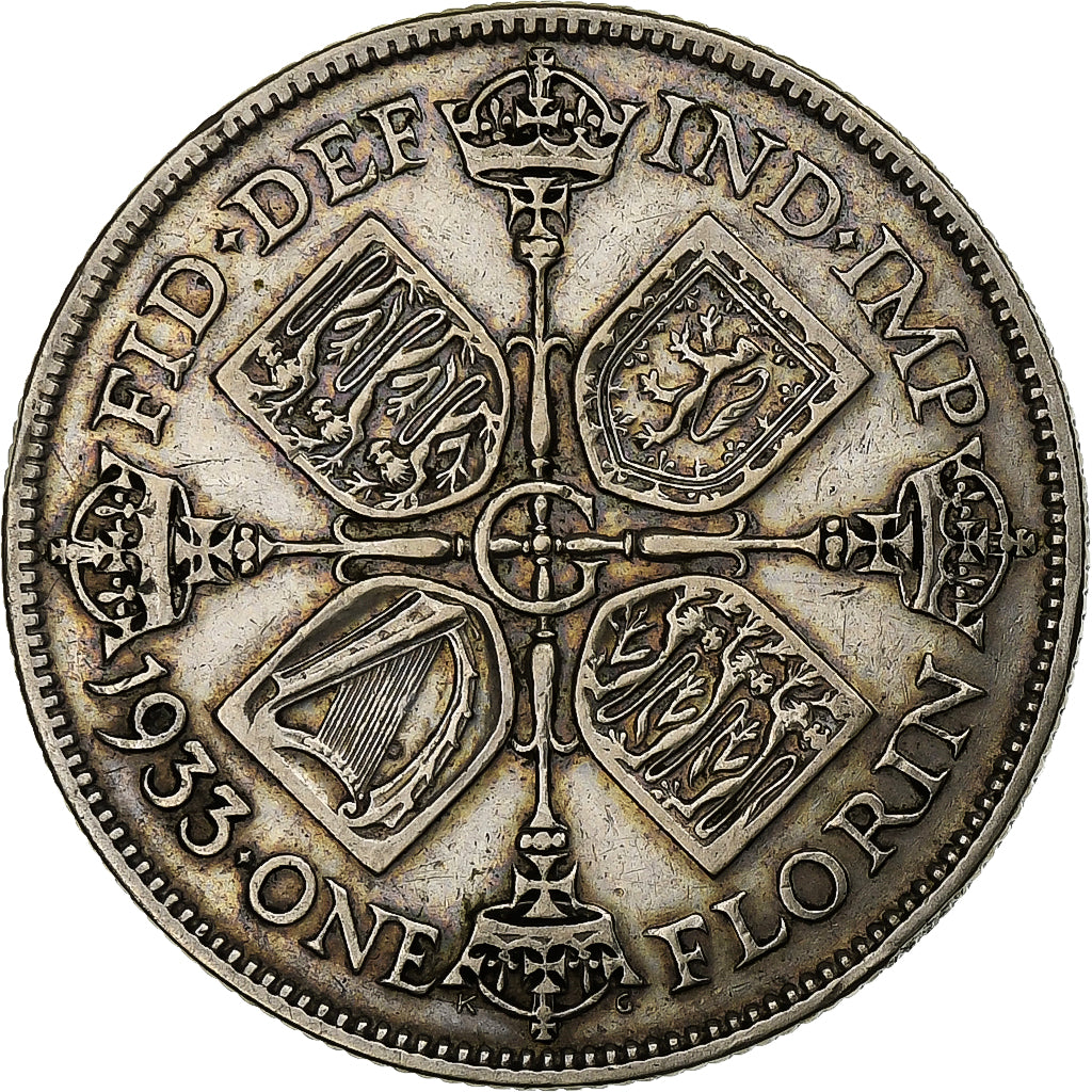 Gran Bretagna, George V, Florin, 1933, London, Argento, MB+
