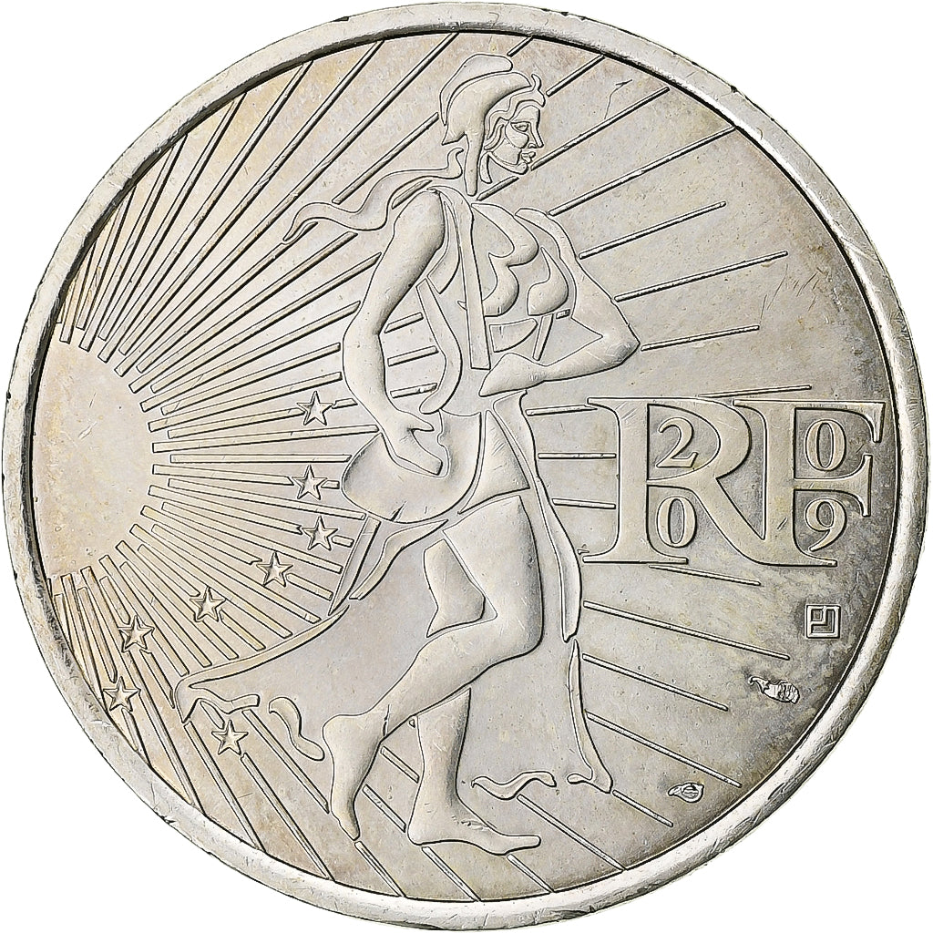 Francja, 10 Euro, Semeuse, 2009, MDP, Srebro, MS(63)