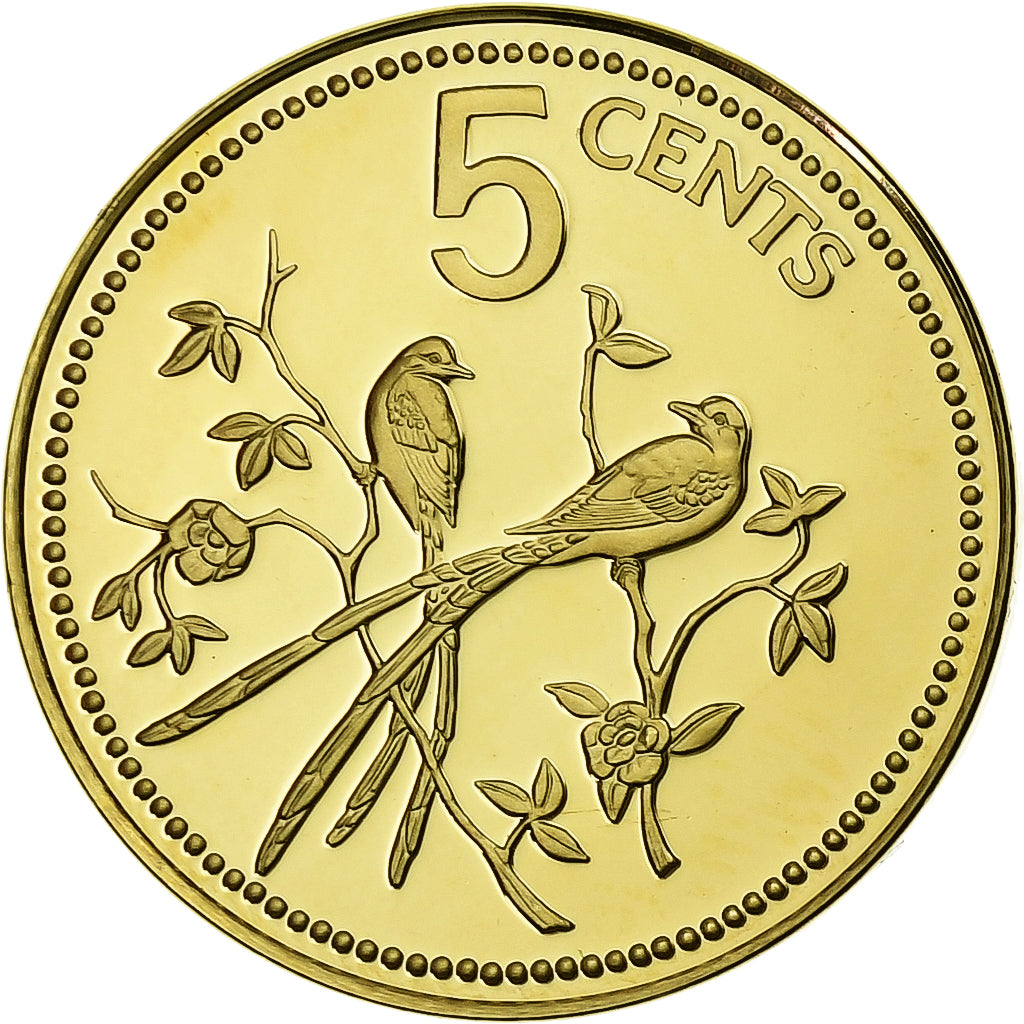 Belize, Elizabeth II, 5 Cents, 1976, Franklin Mint, Proof, Nickel-brass