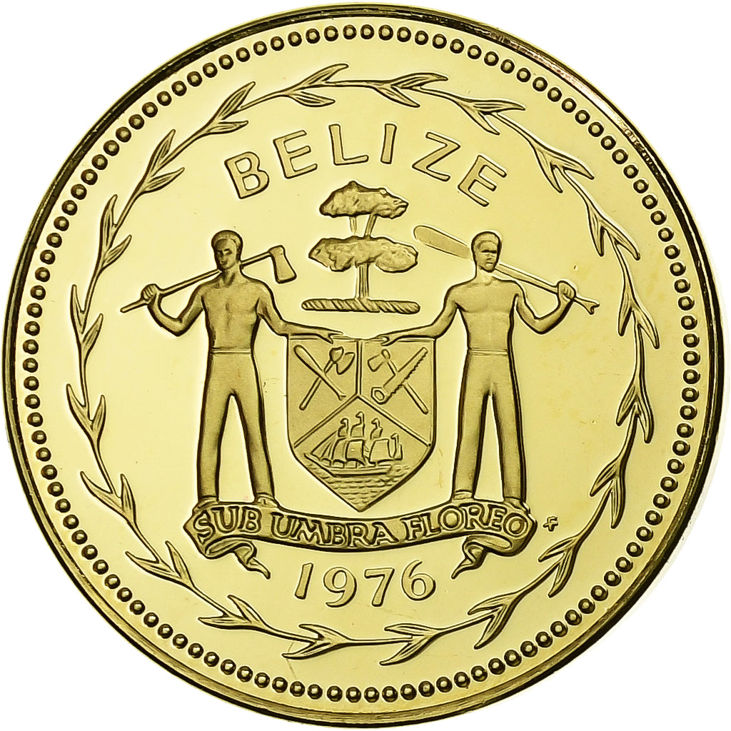 Belize, Elizabeth II, 5 Cents, 1976, Franklin Mint, Proof, Nickel-brass