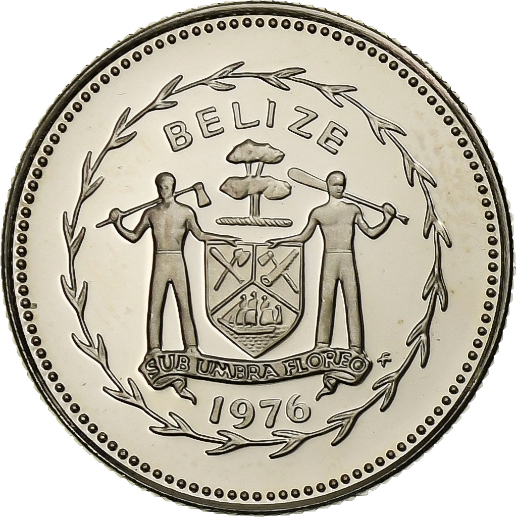 Belize, Elizabeth II, 10 Cents, 1976, Franklin Mint, FS, Cupronickel, FDC