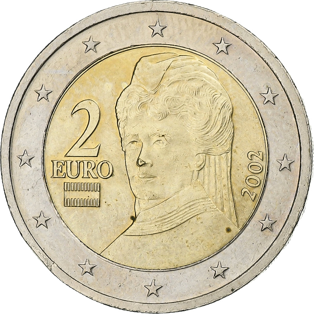 Austria, 2 Euro, Bertha von Suttner, 2002, Vienna, Bi-metallico, BB+