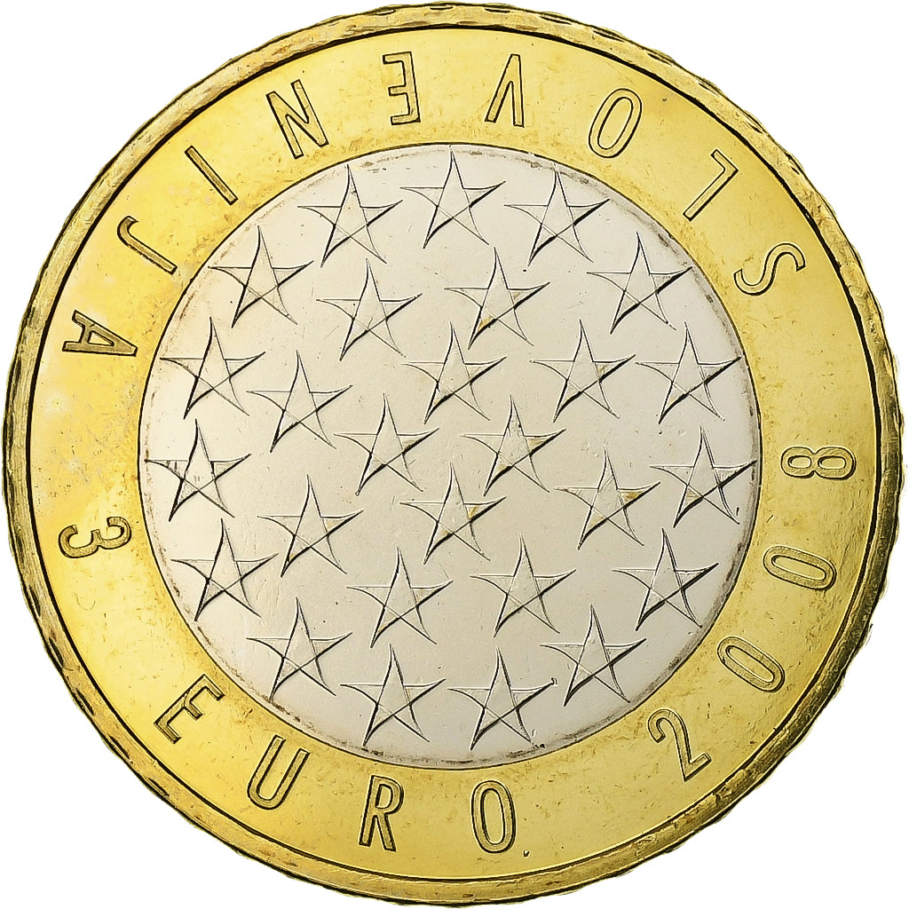 Eslovénia, 3 Euro, Presidency EU, 2008, Utrecht, Bimetálico, MS(60-62)