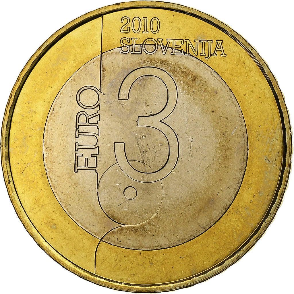 Slovenië, 3 Euro, World Book Capital, 2010, Vantaa, Bi-Metallic, UNC-