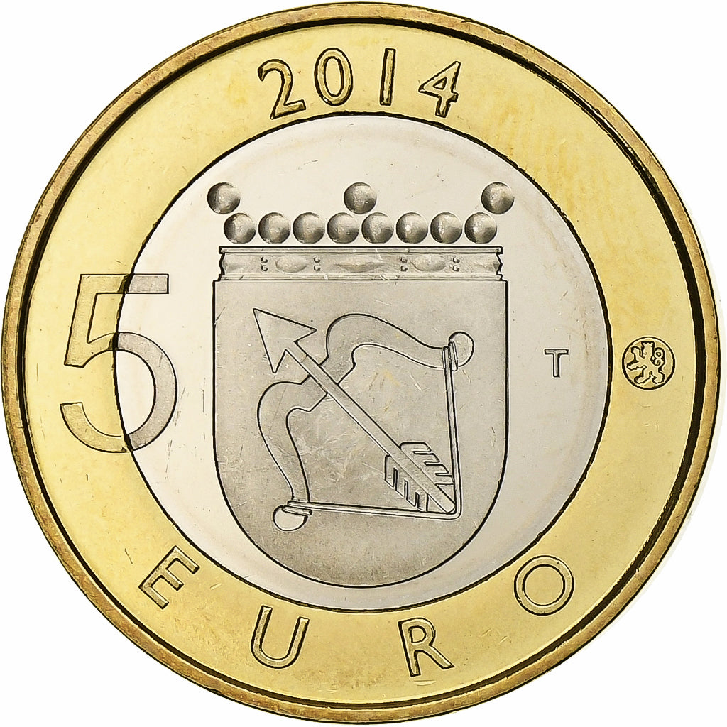 Finlândia, 5 Euro, Black-throated loon, 2014, Vantaa, Bimetálico, MS(63)