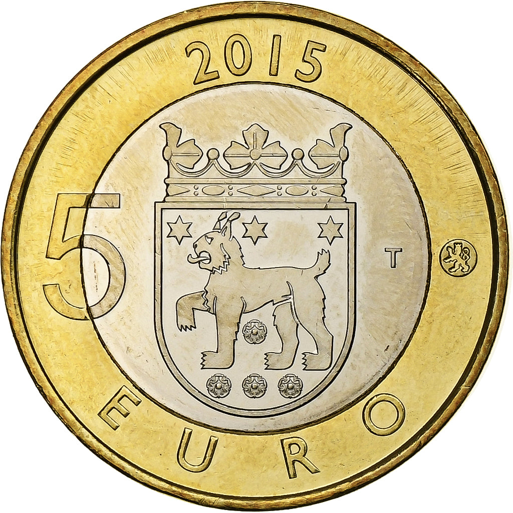 Finland, 5 Euro, Lynx, 2015, Vantaa, Bi-Metallic, UNC-