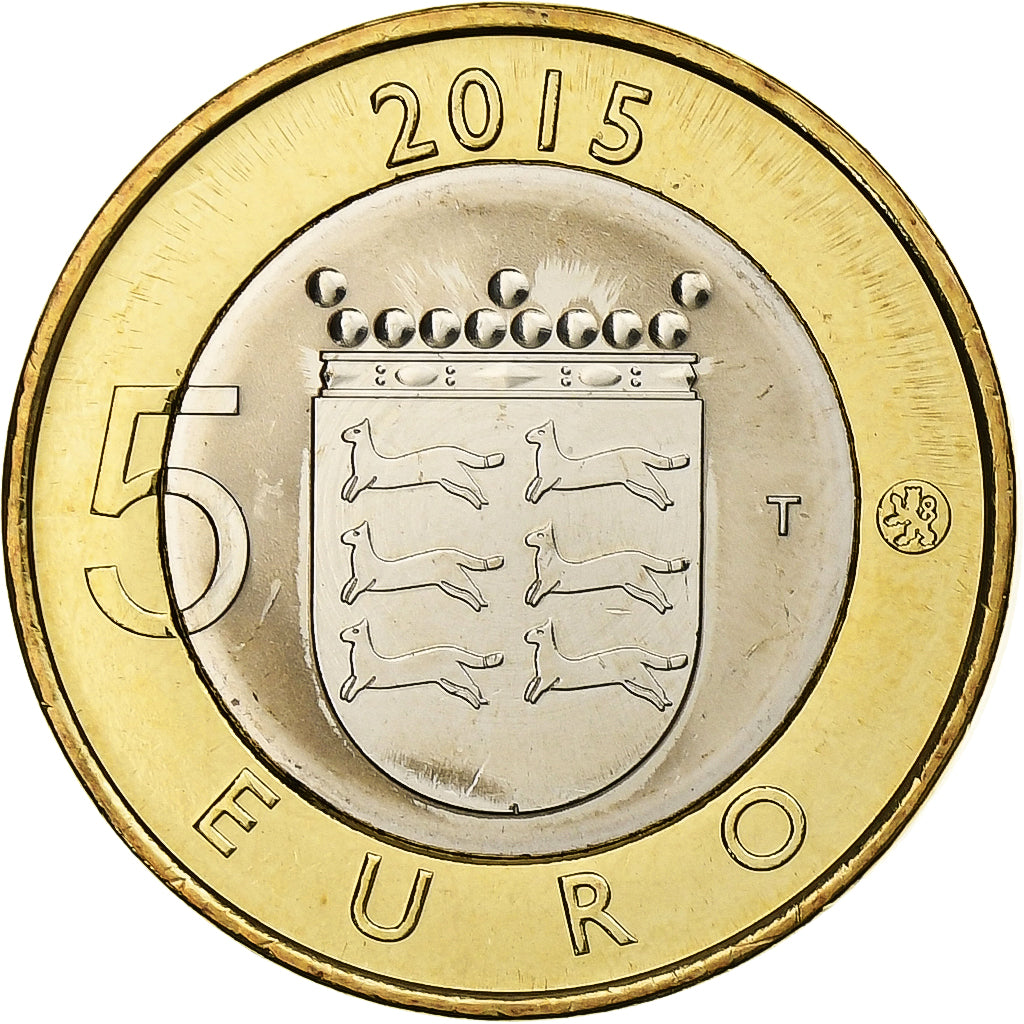 Finlandia, 5 Euro, Stoat in Ostrobothnia, 2015, Vantaa, Bimetaliczny, MS(63)
