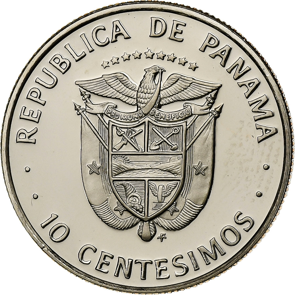 Panamá, 10 Centesimos, 1975, Franklin Mint, Prueba, Cobre - níquel recubierto