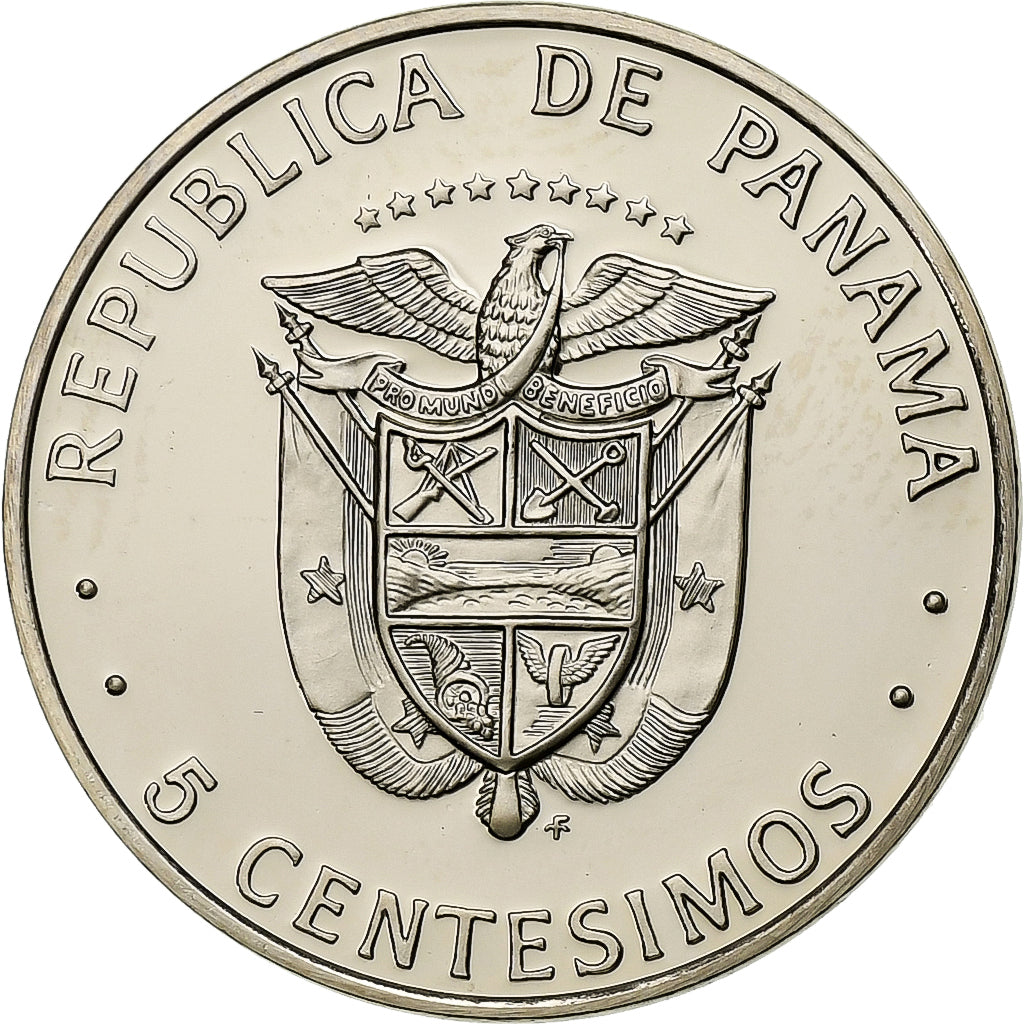 Panama, 5 Centesimos, 1975, Franklin Mint, Proof, Copper-Nickel Clad Copper
