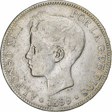 Spain, Alfonso XIII, 5 Pesetas, 1899, Madrid, Silver, VF(30-35)