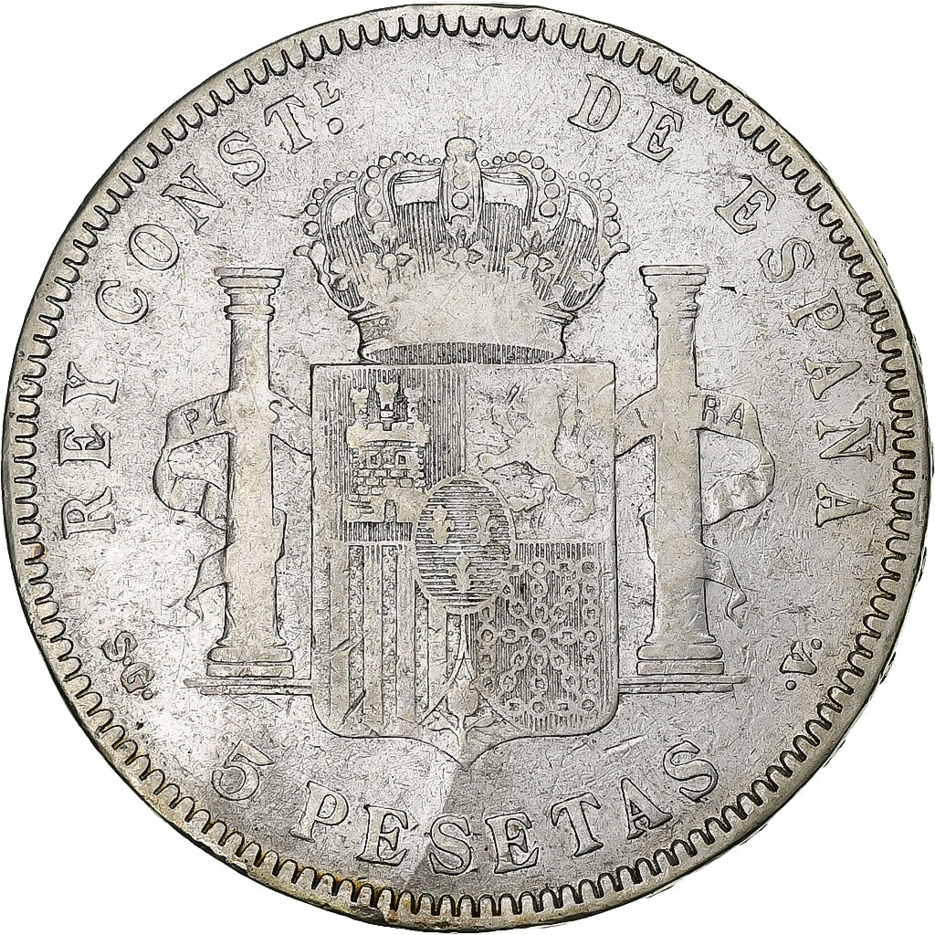 Spain, Alfonso XIII, 5 Pesetas, 1899, Madrid, Silver, VF(30-35)
