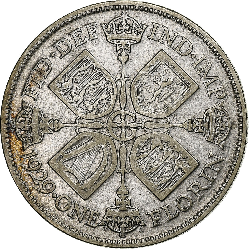 Great Britain, George V, Florin, 1929, London, Silver, VF(30-35)