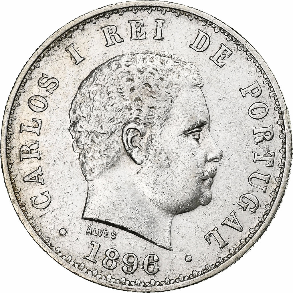 Portugal, Carlos I, 500 Reis, 1896, Lisbon, Silver, AU(50-53)