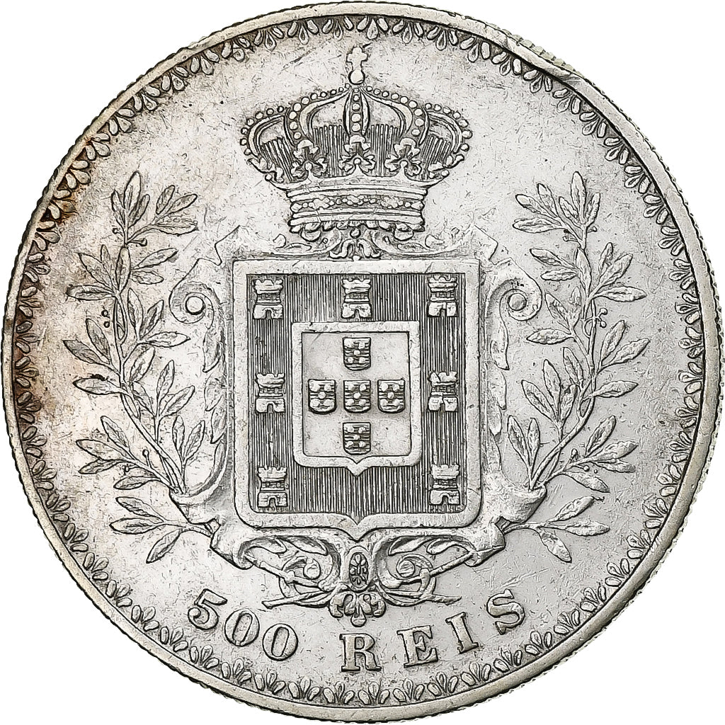Portugal, Carlos I, 500 Reis, 1896, Lisbon, Silver, AU(50-53)