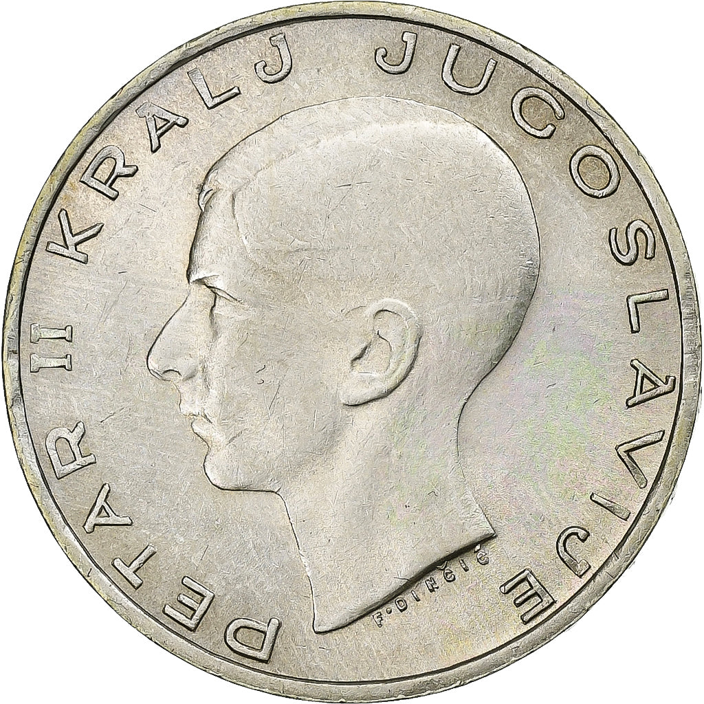 Yugoslavia, Petar II, 20 Dinara, 1938, Silver, AU(50-53)