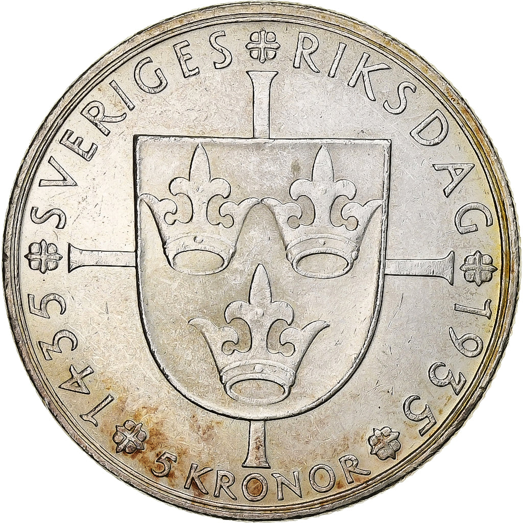 Suecia, Gustaf V, 5 Kronor, 1935, Plata, MBC