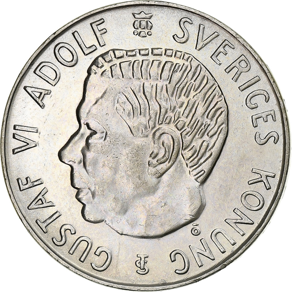 Suécia, Gustaf VI, 5 Kronor, 1955, Stockholm, Prata, AU(55-58)