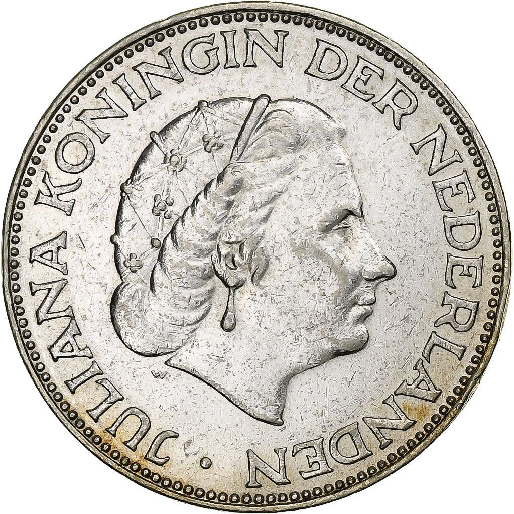Nederland, Juliana, 2-1/2 Gulden, 1961, Utrecht, Zilver, ZF+