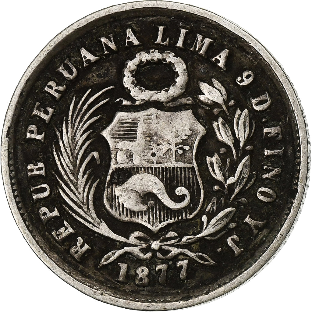 Perù, Dinero, 1877, Lima, Argento, MB