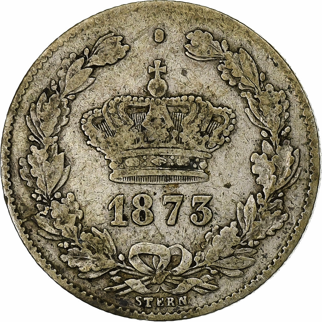 Romania, 50 Bani, 1873, Bucarest, Silver, VF(30-35)
