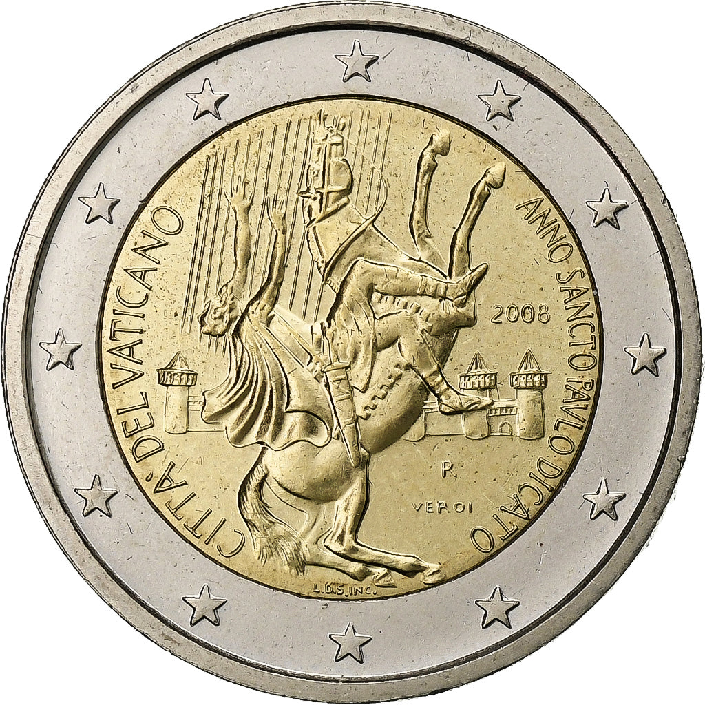 Vatican, Benedict XVI, 2 Euro, Jubilé de Saint Paul, 2008, Rome, Bimétallique