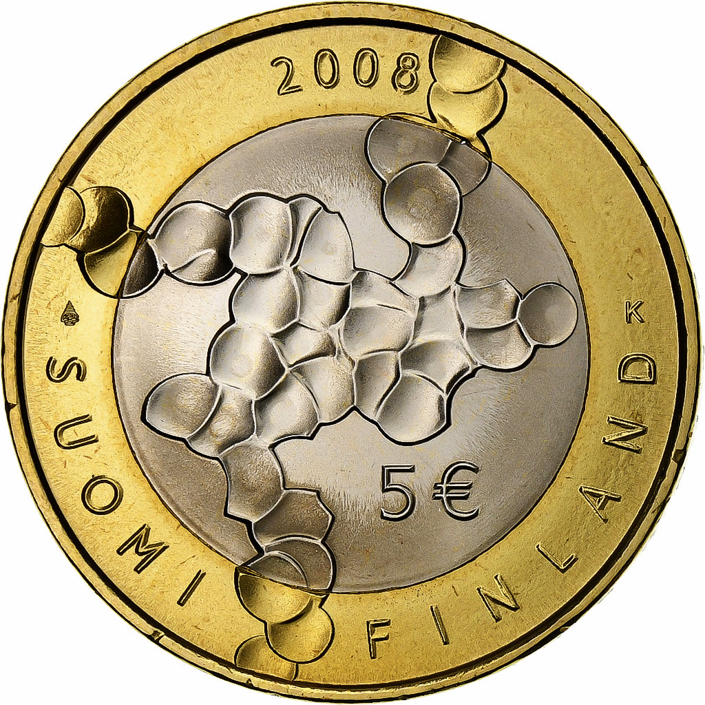 Finnland, 5 Euro, Science, 2008, Vantaa, Bi-Metallic, UNZ