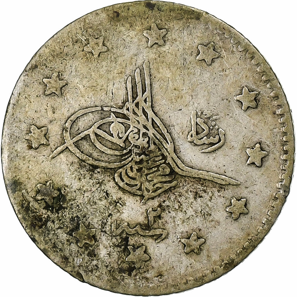 Empire ottoman, Mehmed V, 1 Kurus, 1910 (AH 1327/2), Constantinople, Argent, TB
