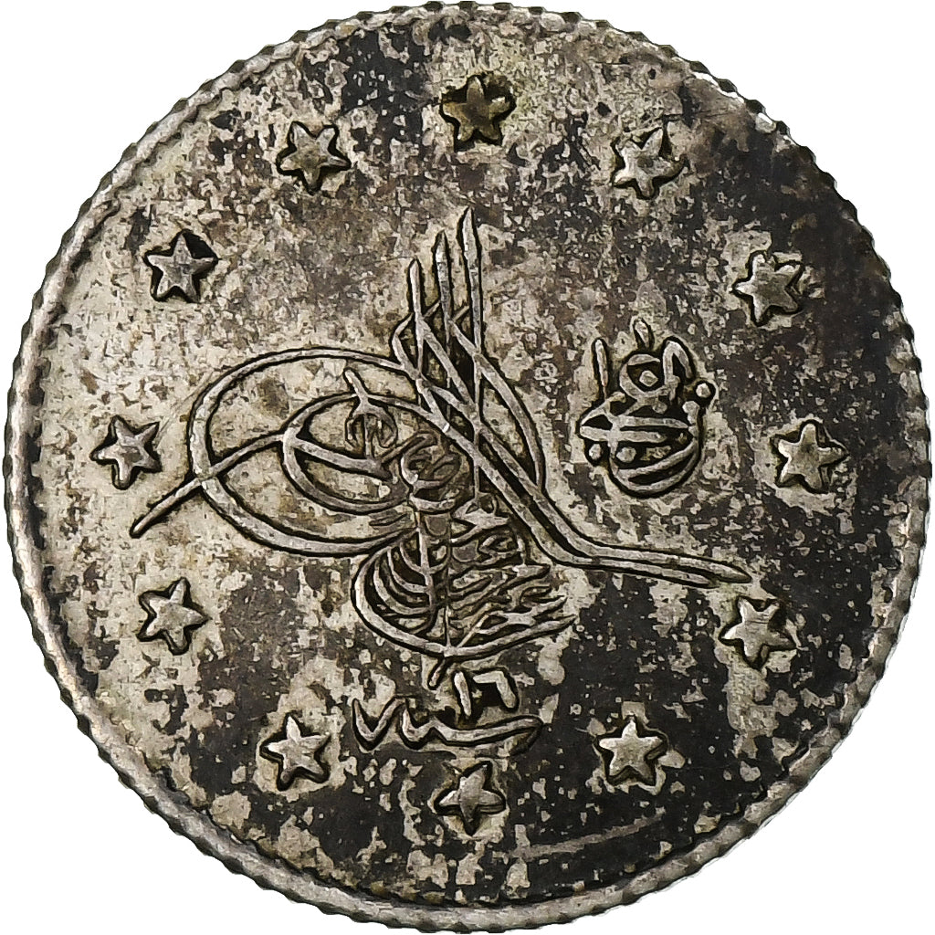 Ottoman Empire, Abdul Hamid II, 1 Kurus, 1884/AH1293, Constantinople, Plata, MBC