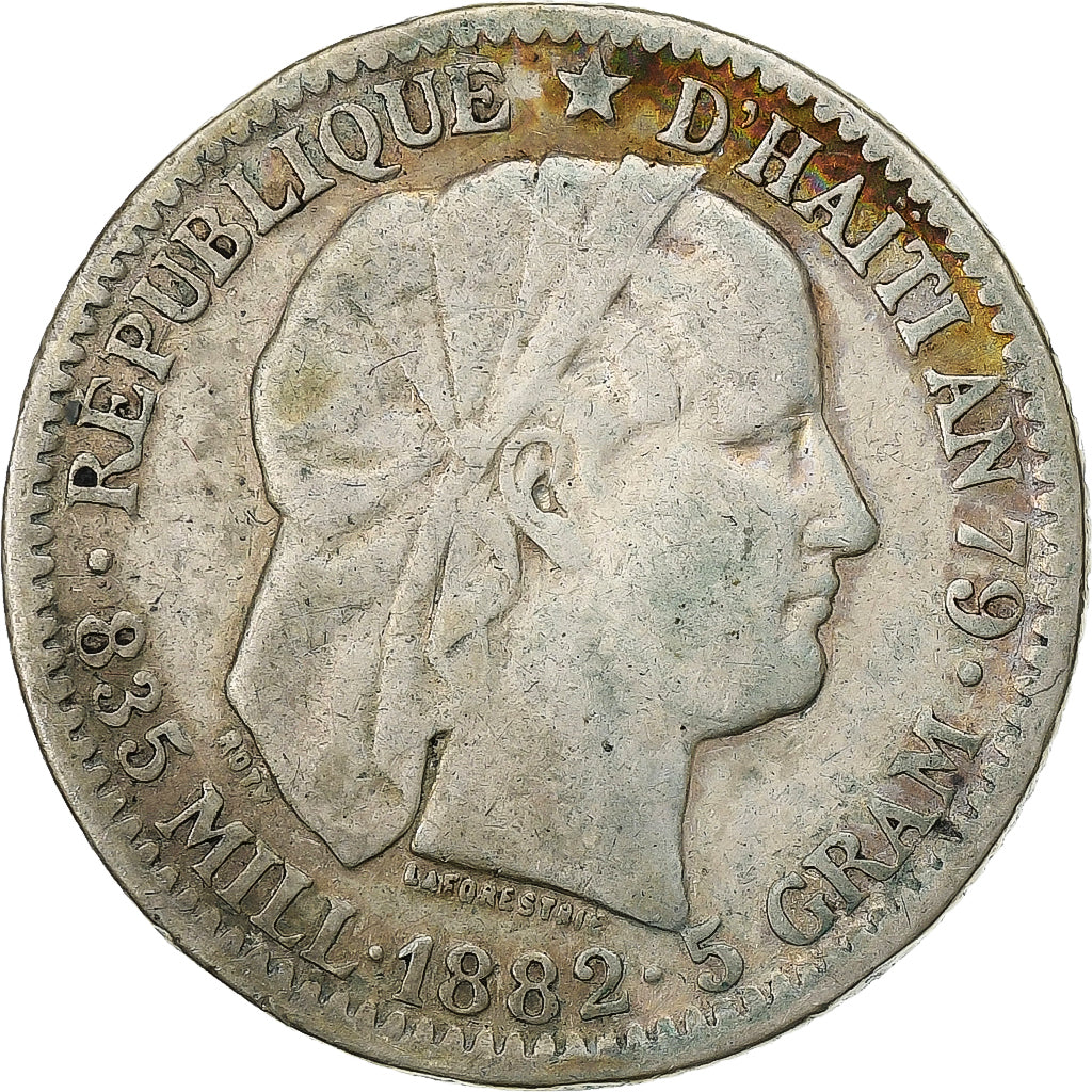 Haïti, 20 Centimes, 1882, Paris, Zilver, FR