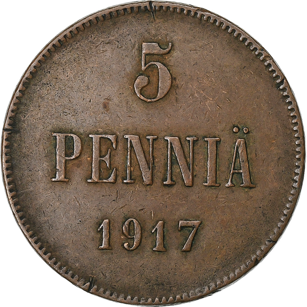 Finnland, Nicolas II, 5 Pennia, 1917, Helsinki, Kupfer, S+