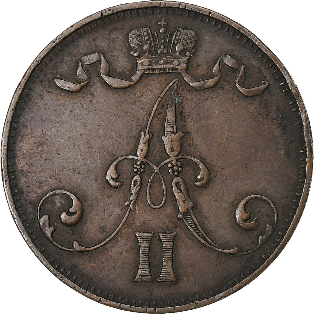 Finlandia, Alexander II, 5 Pennia, 1875, Helsinki, Rame, BB