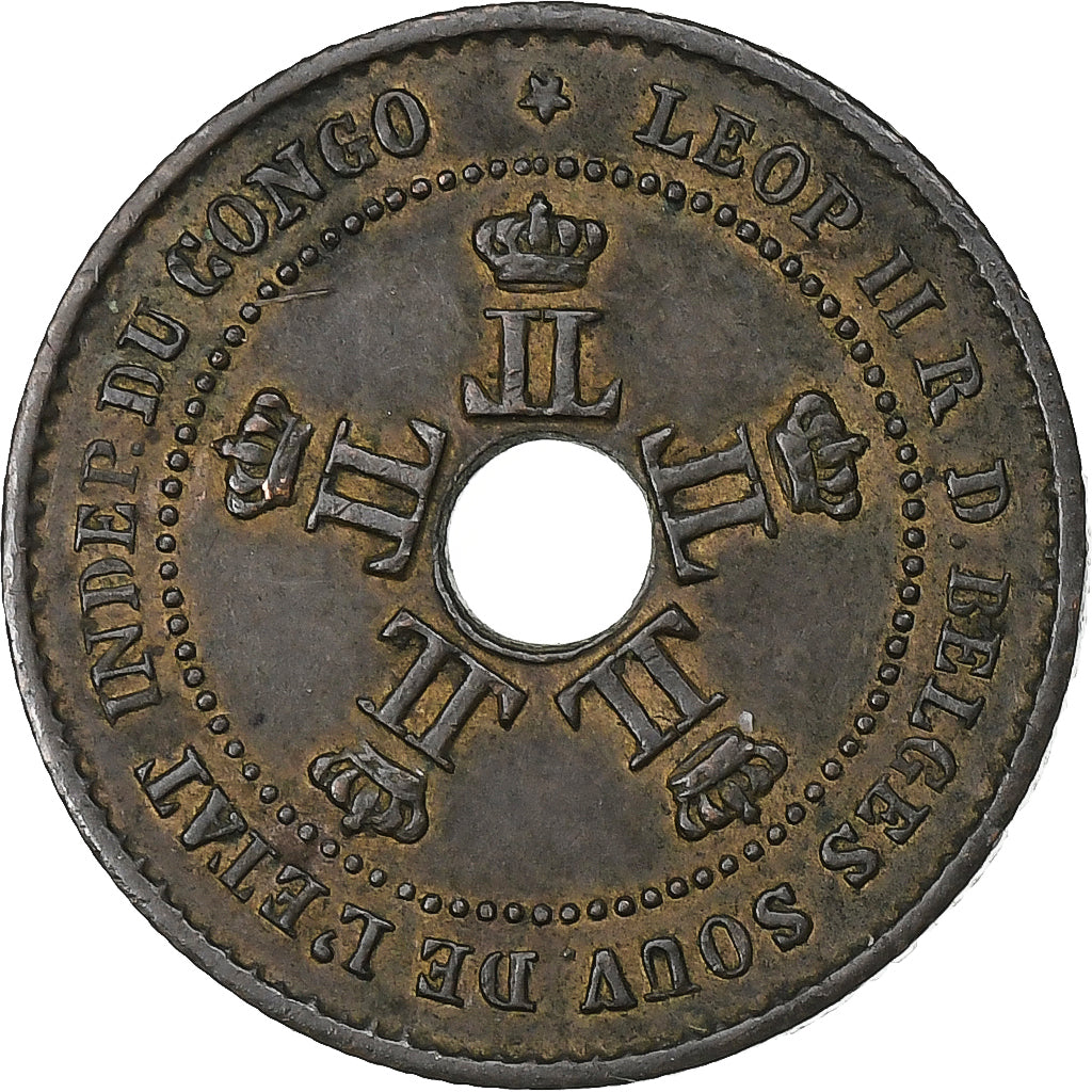 Belgisch Congo, Leopold II, 1 Centime, 1888, Koper, ZF