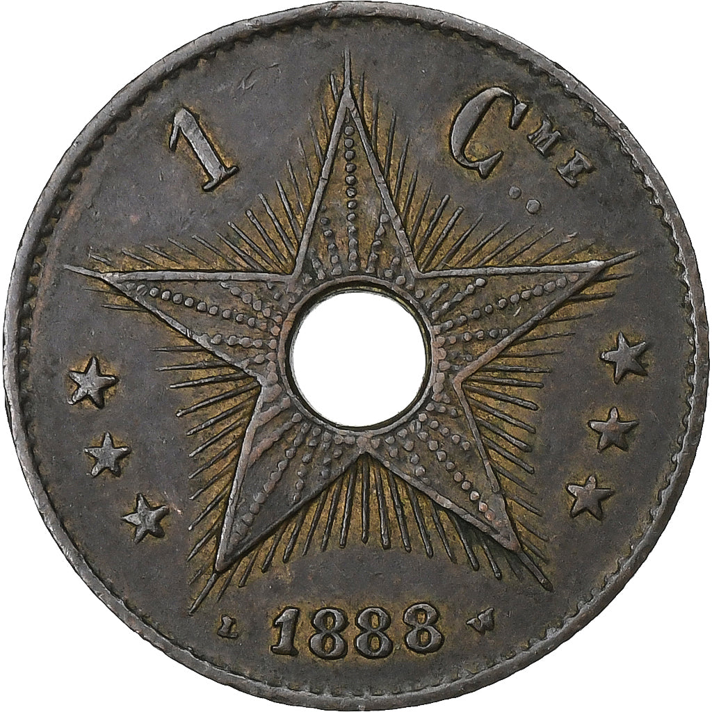 Belgisch Congo, Leopold II, 1 Centime, 1888, Koper, ZF